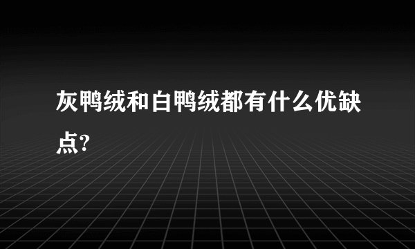 灰鸭绒和白鸭绒都有什么优缺点?