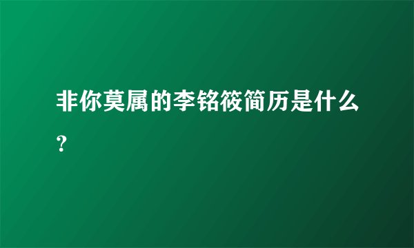 非你莫属的李铭筱简历是什么？