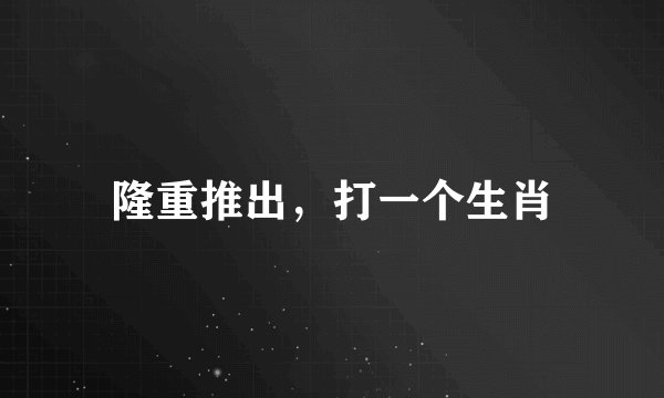 隆重推出，打一个生肖
