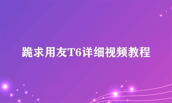 跪求用友T6详细视频教程