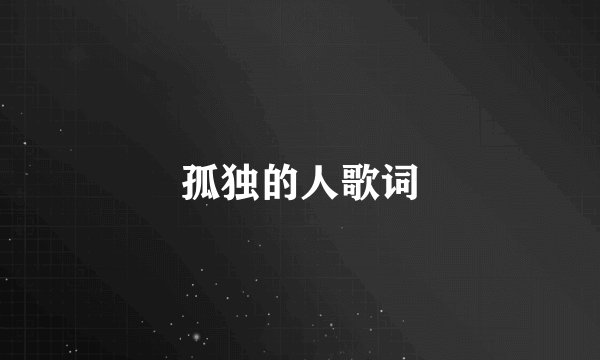孤独的人歌词