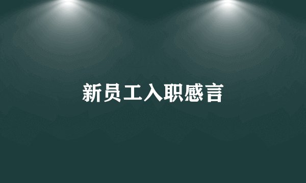 新员工入职感言