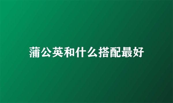 蒲公英和什么搭配最好