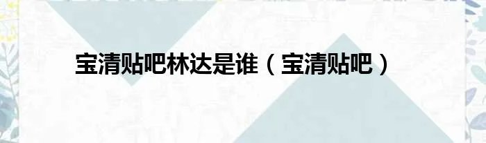 宝清贴吧林达是谁（宝清贴吧）