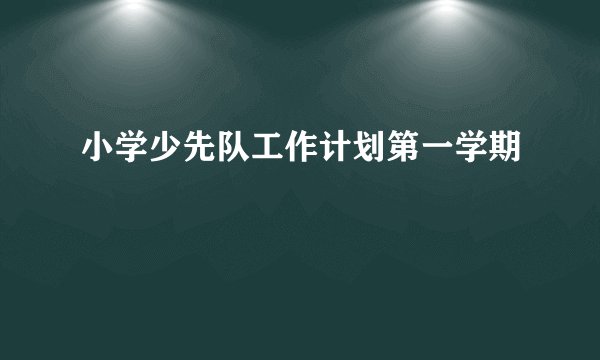 小学少先队工作计划第一学期