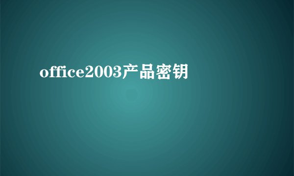 office2003产品密钥