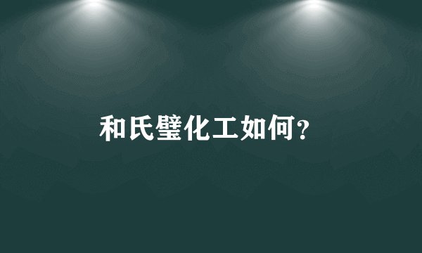 和氏璧化工如何？