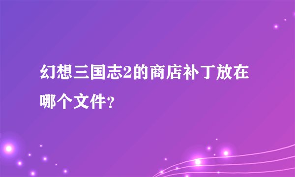 幻想三国志2的商店补丁放在哪个文件？