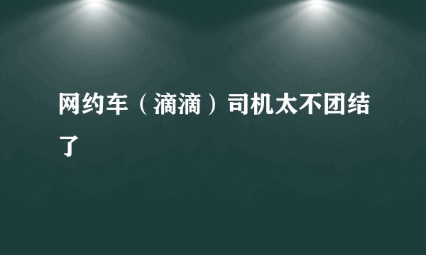 网约车（滴滴）司机太不团结了