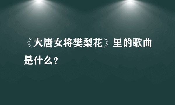《大唐女将樊梨花》里的歌曲是什么？