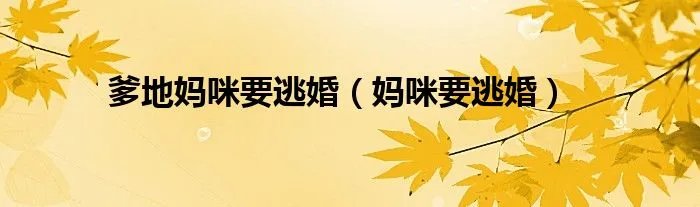 爹地妈咪要逃婚（妈咪要逃婚）