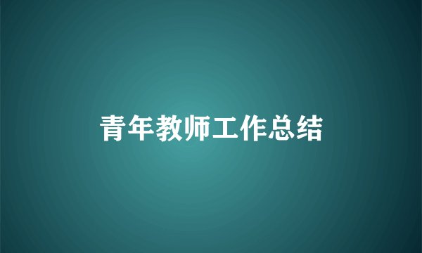 青年教师工作总结
