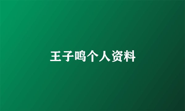 王子鸣个人资料
