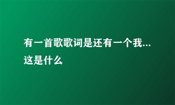有一首歌歌词是还有一个我...这是什么