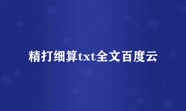 精打细算txt全文百度云
