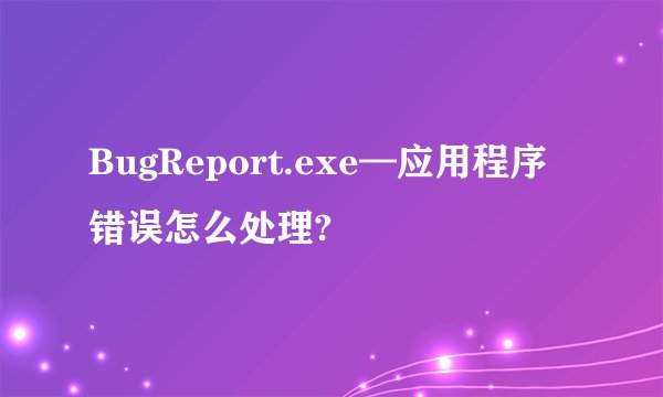 BugReport.exe—应用程序错误怎么处理?