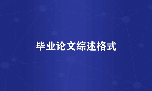 毕业论文综述格式