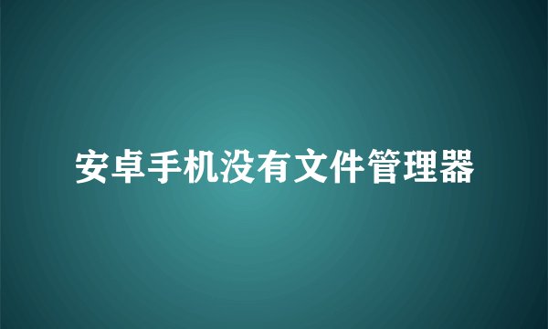 安卓手机没有文件管理器