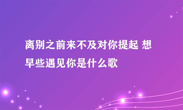离别之前来不及对你提起 想早些遇见你是什么歌