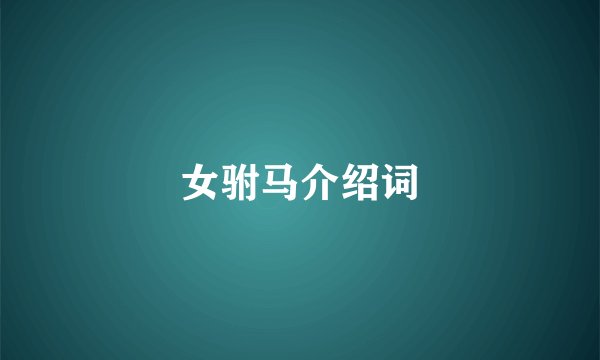 女驸马介绍词