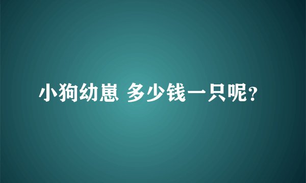 小狗幼崽 多少钱一只呢？