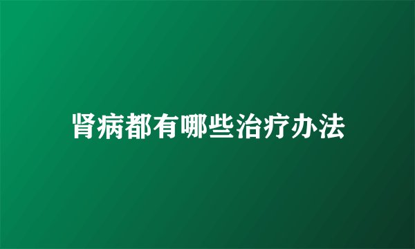 肾病都有哪些治疗办法