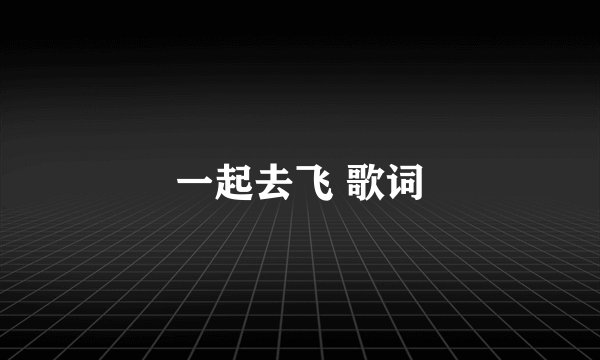 一起去飞 歌词