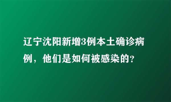 辽宁沈阳新增3例本土确诊病例，他们是如何被感染的？
