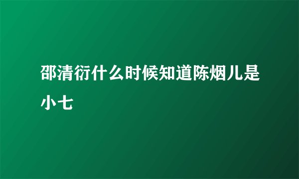 邵清衍什么时候知道陈烟儿是小七