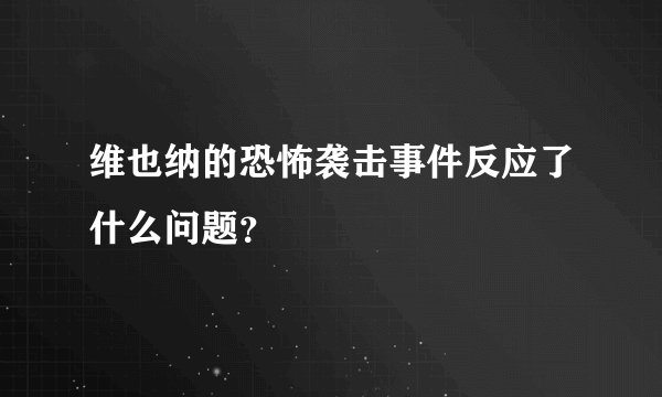 维也纳的恐怖袭击事件反应了什么问题？
