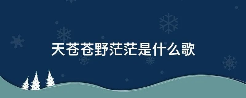 天苍苍野茫茫是什么歌