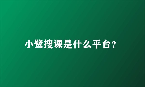 小鹭搜课是什么平台？