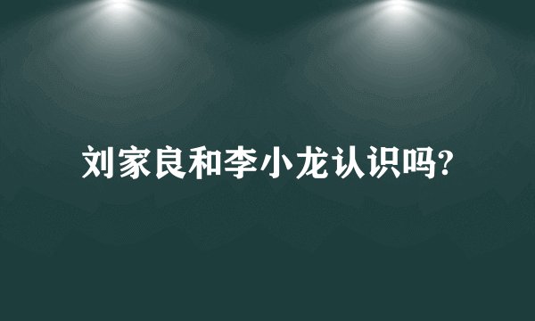 刘家良和李小龙认识吗?