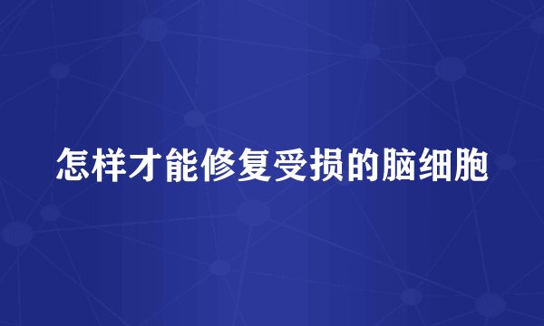 怎样才能修复受损的脑细胞