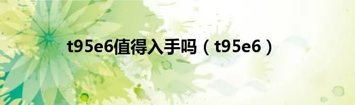 t95e6值得入手吗（t95e6）