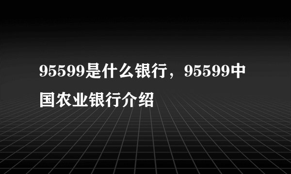 95599是什么银行，95599中国农业银行介绍