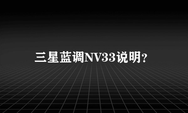 三星蓝调NV33说明？