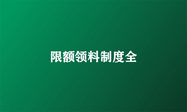 限额领料制度全