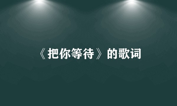 《把你等待》的歌词