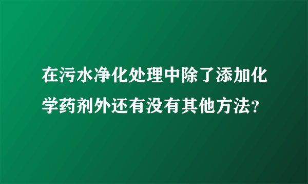 在污水净化处理中除了添加化学药剂外还有没有其他方法？