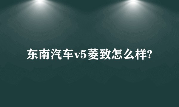 东南汽车v5菱致怎么样?