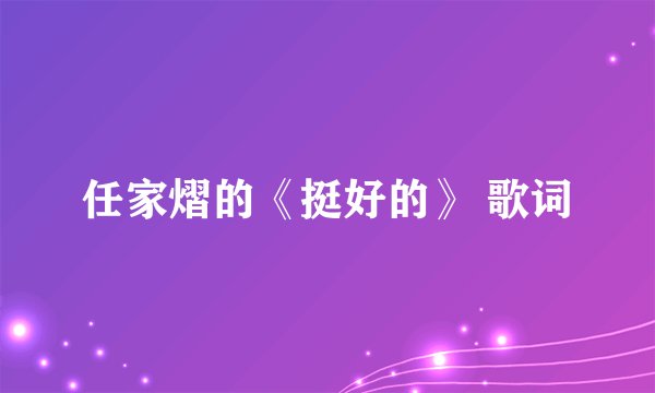 任家熠的《挺好的》 歌词