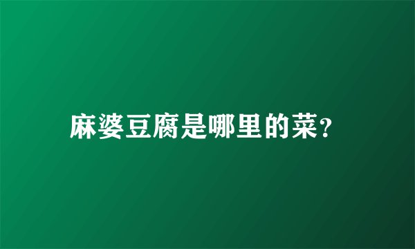 麻婆豆腐是哪里的菜？