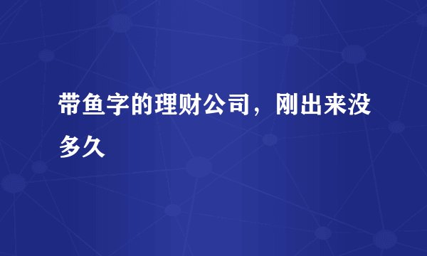 带鱼字的理财公司，刚出来没多久