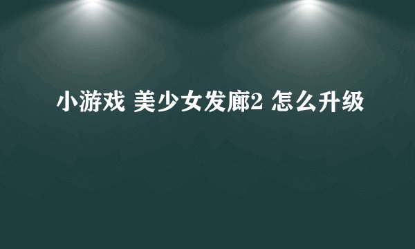 小游戏 美少女发廊2 怎么升级