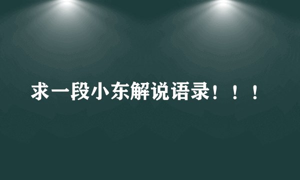 求一段小东解说语录！！！