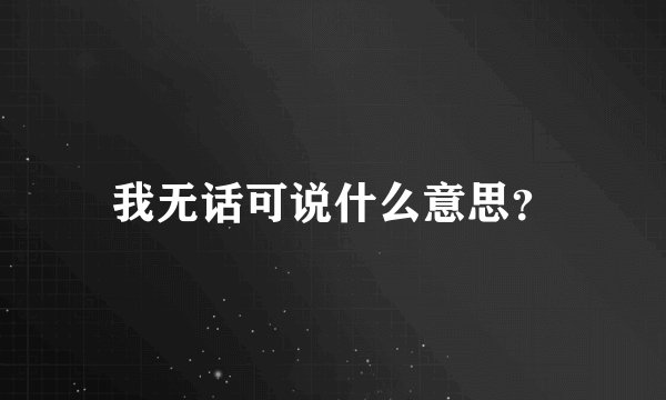 我无话可说什么意思？