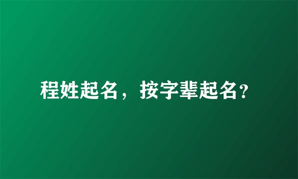 程姓起名，按字辈起名？