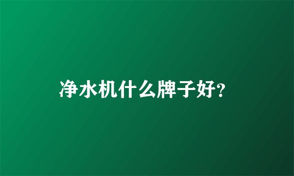 净水机什么牌子好？