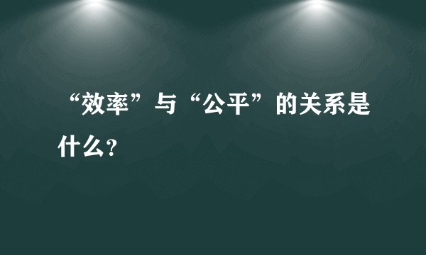 “效率”与“公平”的关系是什么？